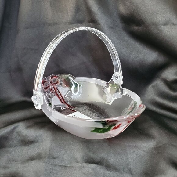 Mikasa Celebrations Holiday Bells Collection Basket 7.75" Clear & Red Christmas - Picture 13 of 16